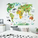 【ZOOYOO】牆貼動物世界地圖復古貼世界地圖裝飾牆貼