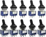 KLVN 5pcs MTS-102 103 MTS-202 203 6mm Mini Blue Toggle Switch 6A 125VAC on-on SPDT DPDT on-Off-on Switch with Waterproof Cap(MTS-102)