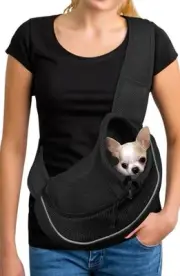 YUDODO Pet Dog Sling Carrier Breathable Mesh Small - Medium Dog Black And Grey