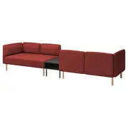 LILLEHEM 4-seat modular sofa with side table, Gunnared brown-red/wood