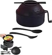 6-Piece Set Ramen Bowl Set, 33 oz Quick Ramen Bowl Set, Microwave Ramen Bowl, Ramen Noodles Bowl, Microwave Ramen Cooker, Ramen Noodle Cooker with Lid and Handle, for Home Office Dorm Room (Black)