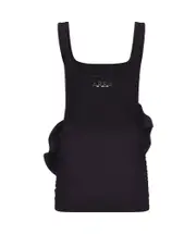 ruffled flower-appliqué mini dress S Black