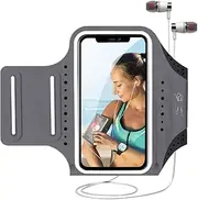 MILPROX Cell Phone Armband, Universal Waterproof Phone Arm Holder with Adjustable Elastic Band & Card Holder Fits for All Phones up to 6.5 Inches (iPhone, Samsung, LG, Pixel) for Gym, Hiking-Gray
