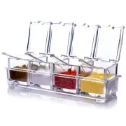 Waterproof and Moisture Proof Clear Seasoning Storage Container with Spoons