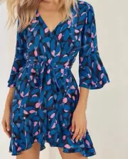 Size 12 Mister Zimi Colette Wrap Dress in Freesia Blue . New with tag.Rrp $159