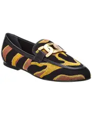 TODs Kate Canvas & Leather Loafer 36.5 Black