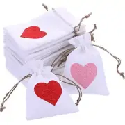 20 Pieces Valentine Drawstring Bags Fabric Treat Bags Small Gift Bags with