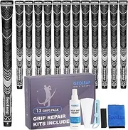 Geoleap Golf Grips Set of 13- Grips with Tapes and Grips with All Repair Kits for Choice,Hybrid Golf Club Grips,Standard/Midsize,All Weather Contral, High Feedback & Traction.
