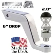 Alumistinger 6" Drop Aluminum Receiver Draw Bar Ball Mount with 2" Hard Tow Ball