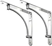 D.H.S. Decorative Contemporary Shelf Brackets - 8 3/4 - Polished Chrome - Pair