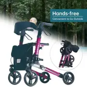 Rollator Walker with Comfort Handles Thick Backrest-Lightweight Aluminium 8KG