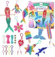 Bead Pets, 10 PCS Pony Beads Keychain Making Kit with Instruction, Keyring & Key Clasp, DIY Keychain Kit Ultimate Bead Pets Create Your Own Backpack Keychain Kit, Bead Art Crafts for Beginners