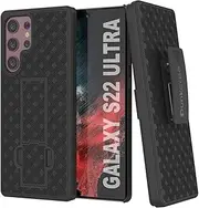 PunkCase Galaxy S22 Ultra Holster Belt Clip Case W/Screen Protector & Built-in Kickstand | Dual Layer Hybrid TPU 360 Full Body Protection [Slim Fit] for Galaxy S22 Ultra 5G (6.8") (2022) [Black]