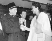 Frank Sinatra greets legendary American actress singer dancer Doro- Old Photo