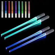 2 Pairs of Luminous Chopsticks Lightsaber Chopsticks with 9 Colour Modes BPA Free Washable Reusable Food Safe for Dinner Party Sushi Cutlery