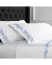 Melange Home 600 Thread Count Sateen Floral Vine Embroidery Sheet Set