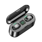 F9 Earphones Bluetooth Headphones Wireless Earpiece Running Headset With Charging Case Power Bank Waterproof Earbuds For Iphone - black