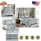 Rustic Southwestern Geometric Motif Quilt Set - King Size Gray & Light Brown