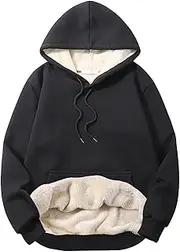 [PEHMEA] Men's Winter Warm Fleece Hoodie Pullover Long Sleeve Sherpa Lined Hooded Sweatshirt with Pocket