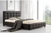 Double PU Leather Deluxe Bed Frame and Headboard - 190cm x 147cm Black