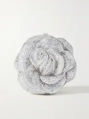 [Judith Leiber Couture] Judith Leiber Couture - Rose Desiree Crystal-embellished Silver-tone Clutch - One size One size Silver