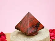 Large Red Mahogany Crystal Pyramid Handmade Crystal Home Office Decor Pyramid