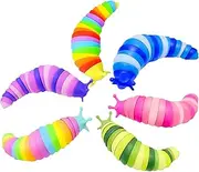 6 PCS Fidget Slug, 3D Articulated Wiggle Slug Fidget Toy, Sensory Slug Fidget Toy, Anti-Anxiety Toys, Sensory Stress Relief for Adults and Kids (Macaron Color, 5.8")