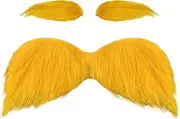 Yellow Mustache and Eyebrows Cosplay Costume Accessories Funny Party Favors Men Women