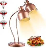 Food Heat Lamp: [Rapid-Heating Bulbs Included] [Steady Heating] Commercial Food Warmer Lamp, Electric Heat Lamp for Food Catering Food Warming Lamp for Buffet Parties (Copper)