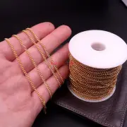 10meter Gold Stainless Steel Thin 2mm Curb Link Chain Jewelry Marking Finding