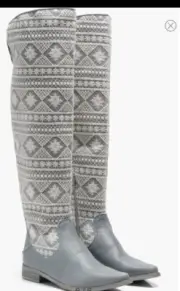 New Free People Bren Textile Crocheted Slouch Knee High Western Boots 10
