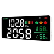 Noise Meter 30-130DB Range 8.6 Inch LED Display Noise Time Temperature C2K8