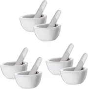SHOWERORO 6 Sets Pesto Ramekins Holder Miniature Drink Gold Tiny and Pestle Bartending Polished Natural Marble Salt and Pepper Condiment Jars Stone Grinder Pinch Hand Porcelain White