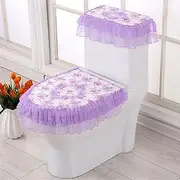 GLBMLMTHZP 3pcs Toilet Seat Cover Lace Printed Toilet Overcoat Purple Pink Toilet Case Washable Closestool Seat Cover Toilet Seat Cover(Color 5)