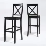 CROSLEY FURNITURE Bar Stools 18"W Wood High Back Cross Back Satin Classic Black
