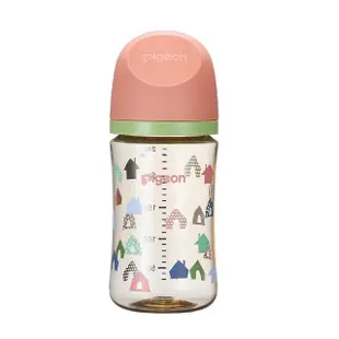 【寶寶共和國】Pigeon貝親 第三代母乳實感寬口彩繪款PPSU奶瓶240ml(兩款彩繪/北歐小鎮/森林星空)