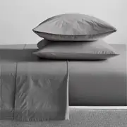 Renee Taylor Single Bed Sheet Set 300TC Organic Cotton Home Bedding Steel Grey