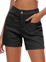 [Rasutina] Women Stretchy Jean Shorts High Waisted Denim Shorts for Women Chino Cargo Shorts Women's Summer Jorts