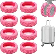 [WADY] 8PCS Silicone Luggage Wheels Cover, Suitcase Protector Guard, Reduce Noise Sleeve for Most Suitcase & Luggage Accessories (Pink)