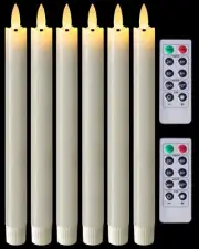 Homemory Waxy Flameless Taper Candles with Remote Timer Dimmer, LED Candlesti