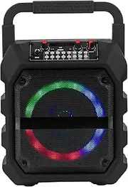 Cobuy Karaoke Machine Portable 5.0 Bluetooth Speaker w/ 2 Wireless Microphones Singing Machines with Lights PA System for Home Party Outdoor, Supports USB/TF/AUX/FM/REC