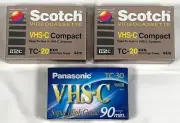 3 VHS-C Compact Blank Camcorder Video Cassette Tapes Panasonic Scotch