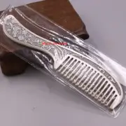 Solid 999 Fine Silver Cute Comb Four Gentlemen Images Handle Small Portable Comb