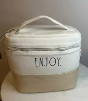 Rae Dunn Linen Lunch Tote/Bag ENJOY Insulated Lining NWT