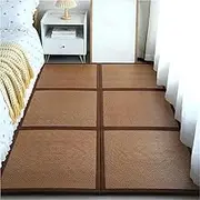 Patchwork Tatami Mats Japanese Futon Mattress Portable Folding Mattress Floor Lounger Bed Sleeping Pad(Brown,47x71inch)
