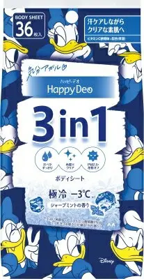 少量現貨 日本製 Mandom Happy Deo 三合一身體濕紙巾 清爽涼感 濕巾 涼感 舒爽 爽身粉 夏季必備 迪士尼 2022新款【小福部屋】