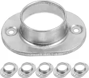 HOMSFOU Deck Railing Round Tube Base Flange 6 Pack Zinc Steel Post Flange Base for Fence Durable