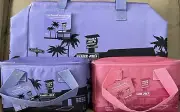 NWT 3 TRADER JOES INSULATED BAGS LAVENDER XL SHOPPING BAG- PINK & LAV MINI BAG