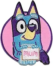 Comercial Mercera, Sew-On Patches, Bluey, Sign Bluey, Pink Colour, Patch Ideal for Hats, Jackets, T-Shirts or School Bags, 100% Polyester, 6 x 8 cm
