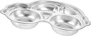 HOMOBABE 4 Compartment Toddler Plate Stainless Steel Baby Cutlery Set Safe Dinner Plates for Kids Fun Cartoon Patterns Suitable for Home Kindergarten